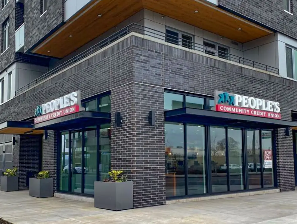 Storefront of People's Community Federal Credit Union's Vancouver Waterfront Branch