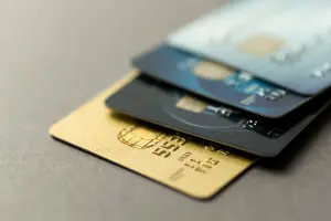 A stack of four credit cards in various colors on a table. With the help of a credit card balance transfer with People’s Community Credit Union, you could pay down your debt more quickly and easily.